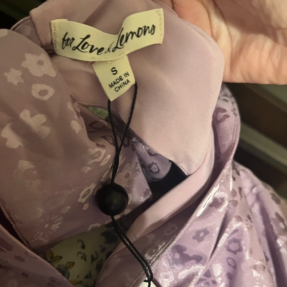 NWT For love lemons lilac purple Fiji cross front mini dress size S - Picture 9 of 12